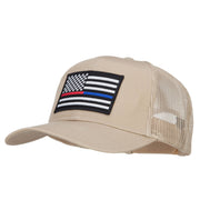 Thin Red Blue Line USA Flag Patched Mesh Cap