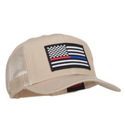 Thin Red Blue Line USA Flag Patched Mesh Cap