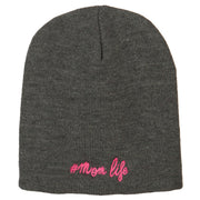 Mom Life Embroidered Knitted Short Beanie