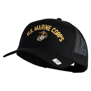 US Marine Corps Emblem Design Embroidered Solid Cotton Twill Mesh Prostyle Cap - Black OSFM