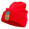 Fresh Pineapple Embroidered 12 Inch Long Knitted Beanie - Red OSFM