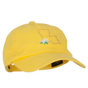 Louisiana Magnolia with Map Embroidered Unstructured Washed Cap