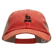 Camp Fire Icon Embroidered Washed Trucker Cap