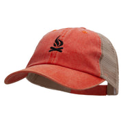 Camp Fire Icon Embroidered Washed Trucker Cap