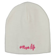 Mom Life Embroidered Knitted Short Beanie