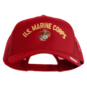 US Marine Corps Emblem Design Embroidered Solid Cotton Twill Mesh Prostyle Cap - Red OSFM