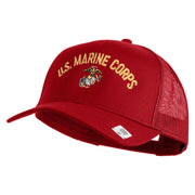 US Marine Corps Emblem Design Embroidered Solid Cotton Twill Mesh Prostyle Cap - Red OSFM
