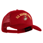 US Marine Corps Emblem Design Embroidered Solid Cotton Twill Mesh Prostyle Cap - Red OSFM