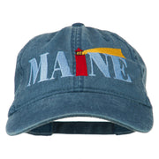 Maine Lighthouse Embroidered Washed Pigment Dyed Cap