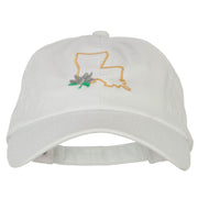 Louisiana Magnolia with Map Embroidered Unstructured Washed Cap