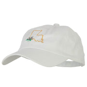 Louisiana Magnolia with Map Embroidered Unstructured Washed Cap