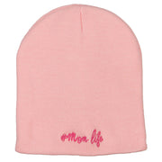 Mom Life Embroidered Knitted Short Beanie