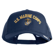 US Marine Corps Emblem Design Embroidered Solid Cotton Twill Mesh Prostyle Cap - Navy OSFM