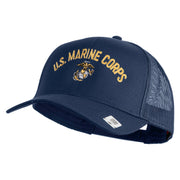 US Marine Corps Emblem Design Embroidered Solid Cotton Twill Mesh Prostyle Cap - Navy OSFM