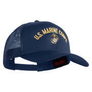 US Marine Corps Emblem Design Embroidered Solid Cotton Twill Mesh Prostyle Cap - Navy OSFM