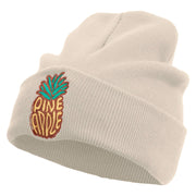 Fresh Pineapple Embroidered 12 Inch Long Knitted Beanie - Birch OSFM