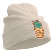 Fresh Pineapple Embroidered 12 Inch Long Knitted Beanie - Birch OSFM