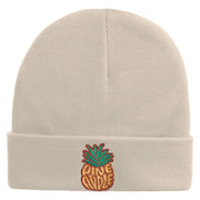 Fresh Pineapple Embroidered 12 Inch Long Knitted Beanie - Birch OSFM