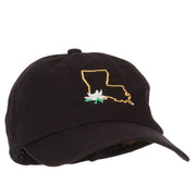 Louisiana Magnolia with Map Embroidered Unstructured Washed Cap