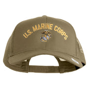US Marine Corps Emblem Design Embroidered Solid Cotton Twill Mesh Prostyle Cap - Khaki OSFM