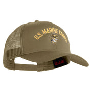 US Marine Corps Emblem Design Embroidered Solid Cotton Twill Mesh Prostyle Cap - Khaki OSFM