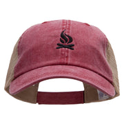 Camp Fire Icon Embroidered Washed Trucker Cap