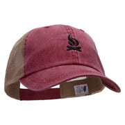 Camp Fire Icon Embroidered Washed Trucker Cap