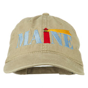 Maine Lighthouse Embroidered Washed Pigment Dyed Cap