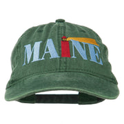 Maine Lighthouse Embroidered Washed Pigment Dyed Cap