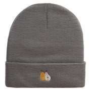 Pear Embroidered 12 inch Acrylic Cuffed Long Beanie - Grey OSFM