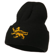 Lion Scroll Embroidered Long Beanie