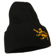 Lion Scroll Embroidered Long Beanie