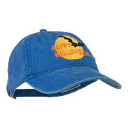 Happy Halloween Full Moon Embroidered Washed Dyed Cap