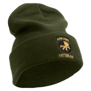 Licensed 17th Airborne Division Veteran Embroidered 12 Inch Long Knitted Beanie - Olive OSFM