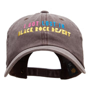 Lost In Black Rock Phrase Embroidered Unstructured Cotton Cap