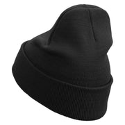 Pear Embroidered 12 inch Acrylic Cuffed Long Beanie - Black OSFM