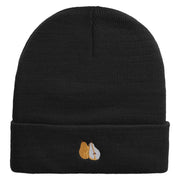 Pear Embroidered 12 inch Acrylic Cuffed Long Beanie - Black OSFM