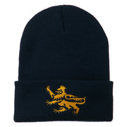 Lion Scroll Embroidered Long Beanie