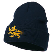 Lion Scroll Embroidered Long Beanie