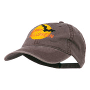 Happy Halloween Full Moon Embroidered Washed Dyed Cap