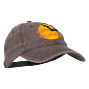 Happy Halloween Full Moon Embroidered Washed Dyed Cap