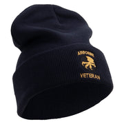 Licensed 17th Airborne Division Veteran Embroidered 12 Inch Long Knitted Beanie - Navy OSFM