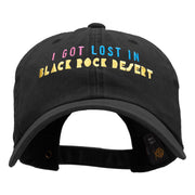 Lost In Black Rock Phrase Embroidered Unstructured Cotton Cap