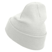 Pear Embroidered 12 inch Acrylic Cuffed Long Beanie - White OSFM