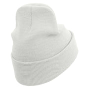 Pear Embroidered 12 inch Acrylic Cuffed Long Beanie - White OSFM