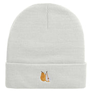 Pear Embroidered 12 inch Acrylic Cuffed Long Beanie - White OSFM