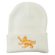 Lion Scroll Embroidered Long Beanie