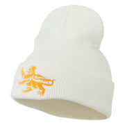 Lion Scroll Embroidered Long Beanie