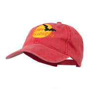 Happy Halloween Full Moon Embroidered Washed Dyed Cap