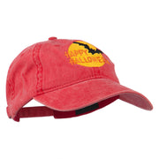 Happy Halloween Full Moon Embroidered Washed Dyed Cap